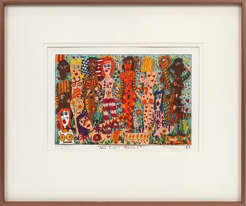 JAMES RIZZI (AMERICAN 1950 - 2011) 3-D CUT-OUT LITHOGRAPH COLLAGE, 1989, #292/350, H 7", W 10", "NO TWO ALIKE" 