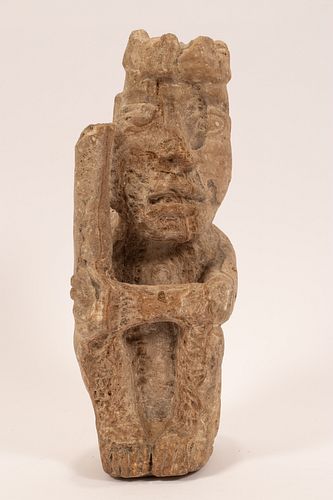 TRIBAL STONE CARVED SCULPTURE, H 12.5", W 5"