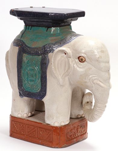 CHINESE ELEPHANT FORM CERAMIC GARDEN SEAT, H 18"