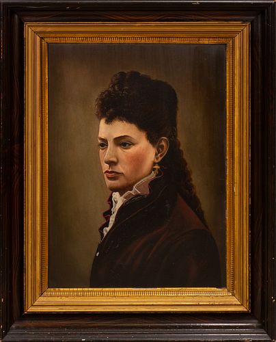 OIL ON PANEL, C. 1900, H 24", W 17", PORTRAIT OF A VICTORIAN WOMAN 