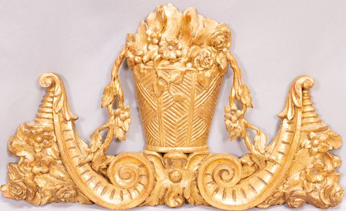 NEOCLASSICAL GILT WOOD WALL PLAQUE, H 17", W 29"