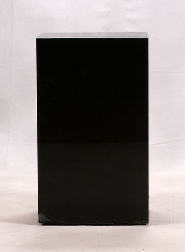 BLACK GLASS PEDESTAL, H 38", W 22", D 14" 