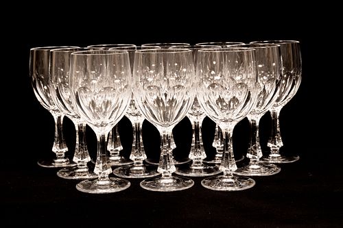 JOSEPHINEHUTTE GERMAN "BLANCA" PATTERN CRYSTAL WINE GLASSES, 12 PCS, H 7.25" 