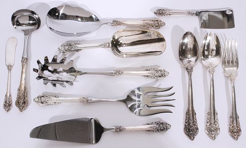 WALLACE 'GRAND BAROQUE' STERLING SERVING UTENSILS, 11 PCS, L 6"-11", 10.73 TOZ (WEIGHABLE) 