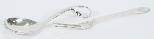 GEORG JENSEN STERLING LADLE AND TIFFANY SPOON 2 PCS. 