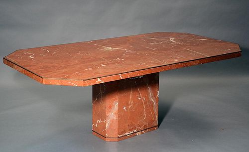 20th C. designer rouge marble dining table