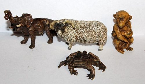 Lot of 4 cold painted bronze animals