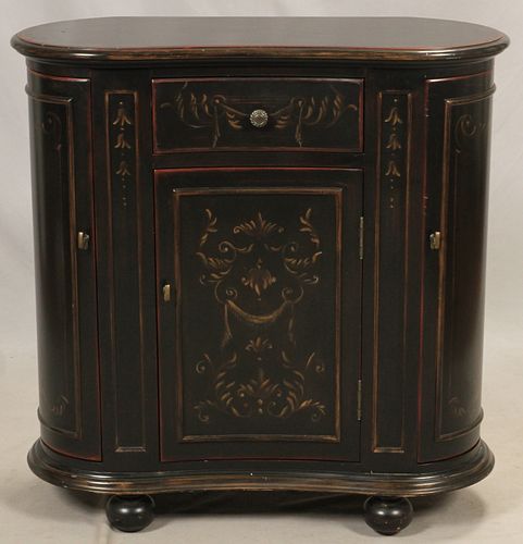 HOOKER FURNITURE - SEVEN SEAS KIDNEY SHAPED HAND PAINTED WOOD SMALL CABINET H 35" W 35" 