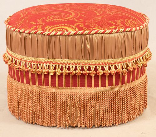 UPHOLSTERED OVAL OTTOMAN, H 15", W 20"
