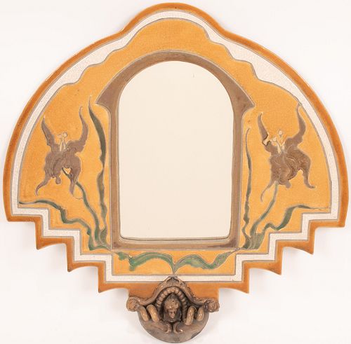 CERAMIC FRAME WALL MIRROR, H 21" W 21" BY SIJAN IMAGES 