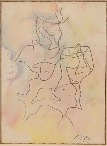 JEAN (HANS) ARP (FRENCH/GERMAN, 1886–1966 WATERCOLOR AND GRAPHITE ON WOVE PAPER CIRCA 1960 H 12" W 9" UNTITLED 