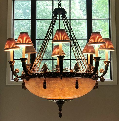 MAITLAND SMITH OSTRICH EGG DOME CHANDELIER, H 42", DIA 46"
