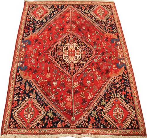 PERSIAN ABADEH WOOL RUG, W 3' 9", D 5'