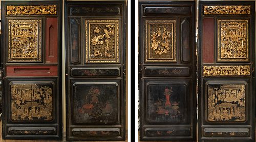 CHINESE HAND CARVED DOORS 19TH.C. PAIR H 8' 6", W 3' 6"