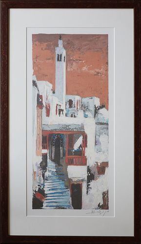 MOUNIR LETAIF (TUNISIA, B. 1960), LITHOGRAPH, H 21", W 19", TUNIS MOSQUE 