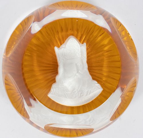 BACCARAT CRYSTAL PAPERWEIGHT, H 2.25", W 2.5", CHARLEMAGNE 