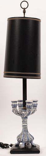 ITALIAN CERAMIC CANDELABRA LAMP, H 35"