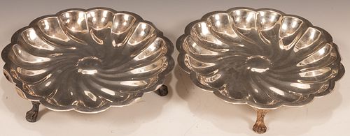 SILVER PLATE  DESSERT TRAYS TWO H 2.5" DIA 11" 