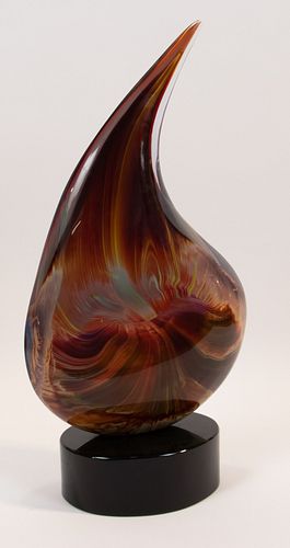 DINO ROSIN (ITALY, B. 1948), ART GLASS SCULPTURE, H 18", W 10"