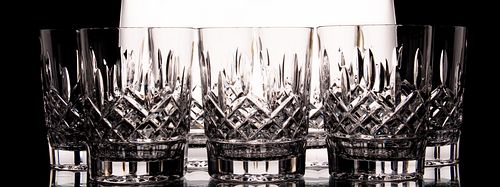 WATERFORD CRYSTAL "LISMORE" OLD FASHION  TUMBLERS, SET OF 7 H 4.5" 