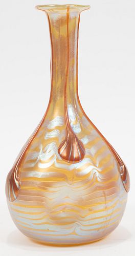 LOETZ AUSTRIA GLASS VASE, C 1910, H 8", DIA 4"