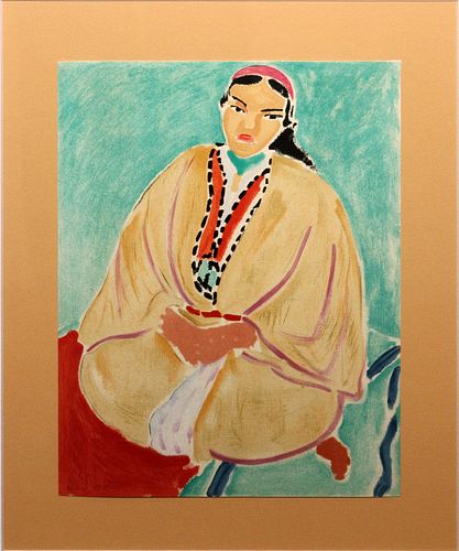 HENRI MATISSE (FRENCH, 1869–1954), OFFSET LITHOGRAPH ON WOVE PAPER, 1912 H 6" W 8" ZORAH EN JAUNE, FROM THE STUDY OF PORTRAITS 