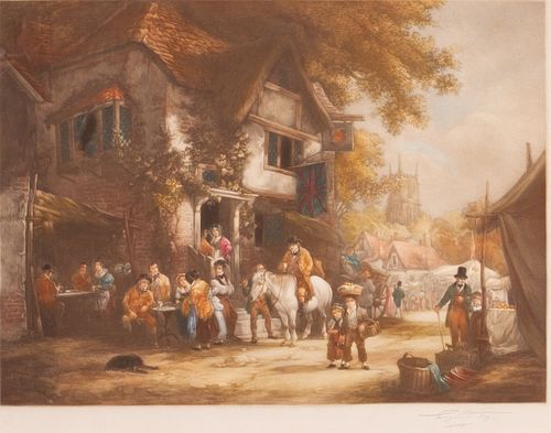 SIGMUND TILY,  PRINT WITH AQUATINT H 14" W 20' COACH STOP 