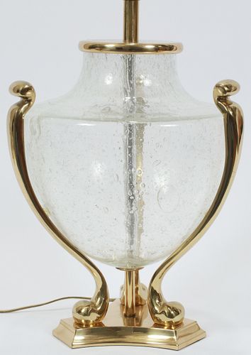 CHAPMAN BRASS AND GLASS LAMP H 27" DIA 10" 