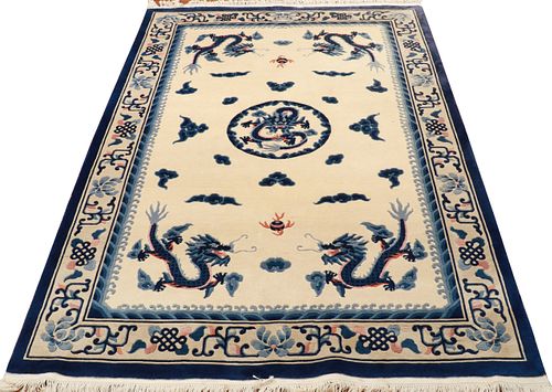 CHINESE HAND WOVEN WOOL CARPET, W 65", D 94"