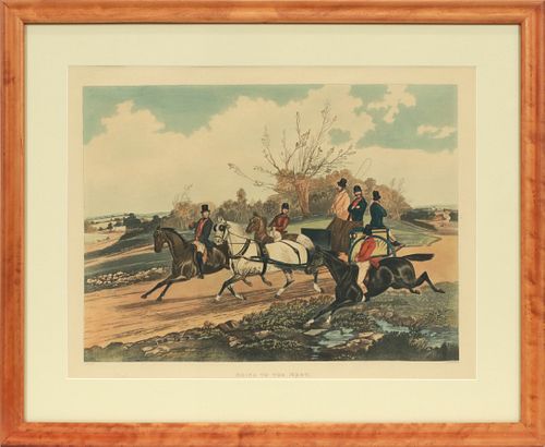 AFTER HENRY THOMAS ALKEN SR (BRITISH, 1785-51), HAND-TINTED LITHOGRAPH, H 18", W 24", "GOING TO THE MEET" 