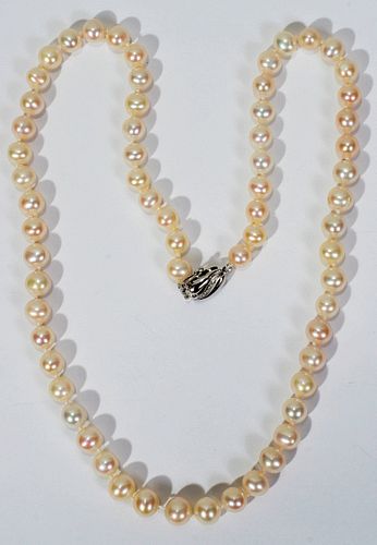 6.5-7.5MM PEARL NECKLACE WITH DIAMOND CLASP, L 18"                                                  