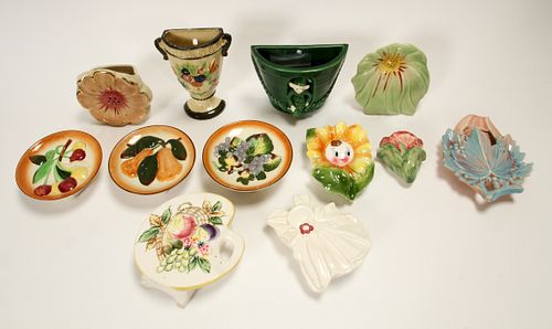AMERICAN, JAPANESE, & UNMARKED, PORCELAIN, WALL POCKETS, 12 PCS. 