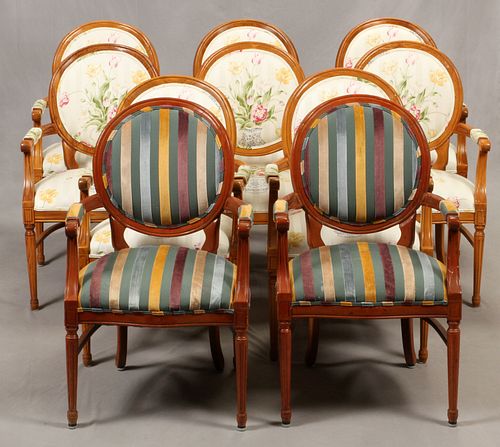 FRENCH INFLUENCED  DINING CHAIRS,  SET OF 10  
