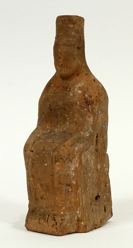 RHODIAN TERRACOTTA, FEMALE FIGURE, 5TH CENTURY B.C., H 6.5"