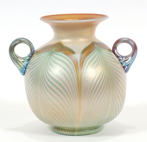 "KEW BLAS" IRIDESCENT ART GLASS, VASE  CIRCA 1890-1924, H 6", W 6" 