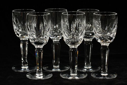 WATERFORD "KILDARE" CRYSTAL CORDIALS, 6 PC. H 3 7/8" 