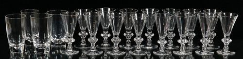 STEUBEN CRYSTAL WINE GOBLETS, AND TUMBLERS 19 PCS H 5 3/8", 5 1/2", 5 3/4" 