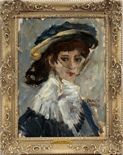 AFTER ISAAC ISRAELS (DUTCH, 1865–34), OIL ON BOARD, H 17", W 13", LADY OF FASHION 