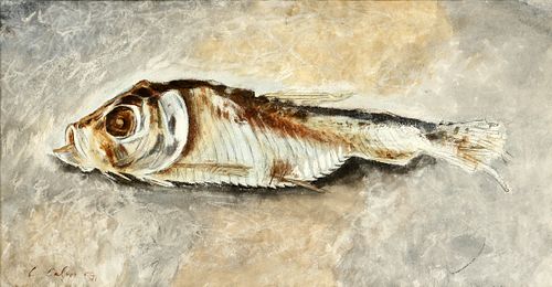 CHARLES CULVER (AMER.1908-67), WATERCOLOR ON PAPER, H 10", W 19", "DEAD FISH" 