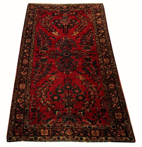 PERSIAN, ANTIQUE SAROUK HAND WOVEN WOOL RUG, 1930, W 2' 6", L 4' 10" 