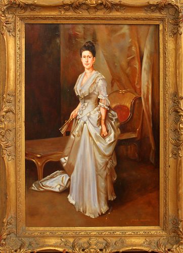 YULLIE HOONER, OIL ON CANVAS, PORTRAIT OF A LADY, 20TH. C. H 36", W  25" 