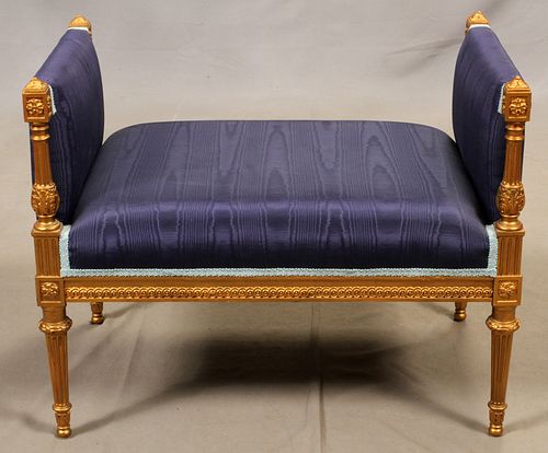 LOUIS XVI STYLE UPHOLSTERED BENCH, H 24", W 20", D 19" 