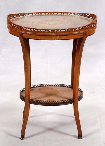 IMPERIAL, GRAND RAPIDS, OVAL MAHOGANY, GALLERY TABLE,  H 29", L 21" 
