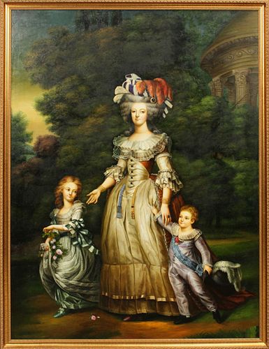 OIL ON CANVAS, H 60", W 43" MARIE ANTOINETTE AND CHILDREN 