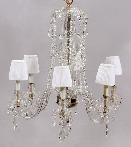 *MARIE THERESE STYLE, SIX-LIGHT CRYSTAL CHANDELIER, H 25", DIA 24" 