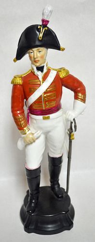 ROYAL WORCESTER, ENGLISH, PORCELAIN FIGURINE, 1896, H 12", W 4", 'OFFICER OF THE 3RD DRAGOON GUARDS' 