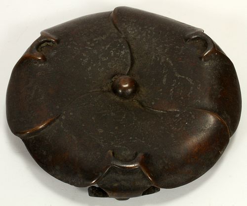 CHINESE QING, BRONZE PLATE, H 1", DIA 6 3/4" 