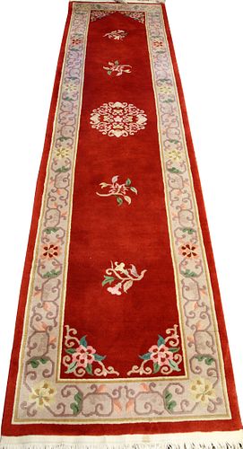 CHINESE HAND WOVEN WOOL RUNNER W 2' 6", L 10' 1" 