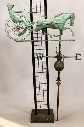 HORSE AND BUGGY METAL WEATHERVANE H 52", 20", 22" W 34" L 23" D 8" 