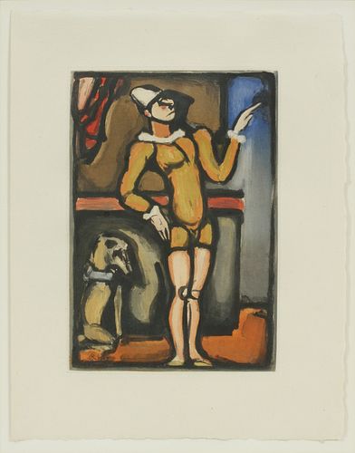 GEORGES ROUAULT (FRENCH, 1871-1958), COLOR AQUATINT ON PAPER, H 12.25", W 8.5" 